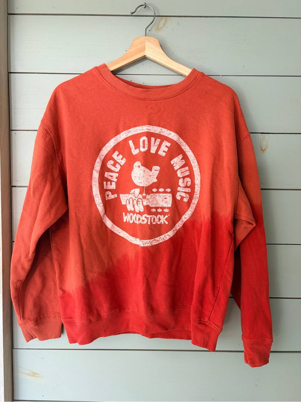 Woodstock Peace Love Music Graphic Crewneck Sweatshirt Red XL